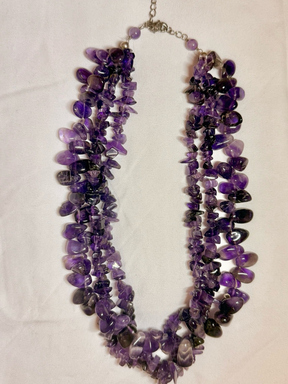 Multi-Strand Amethyst Chip Necklace - Purple Gemstone Statement